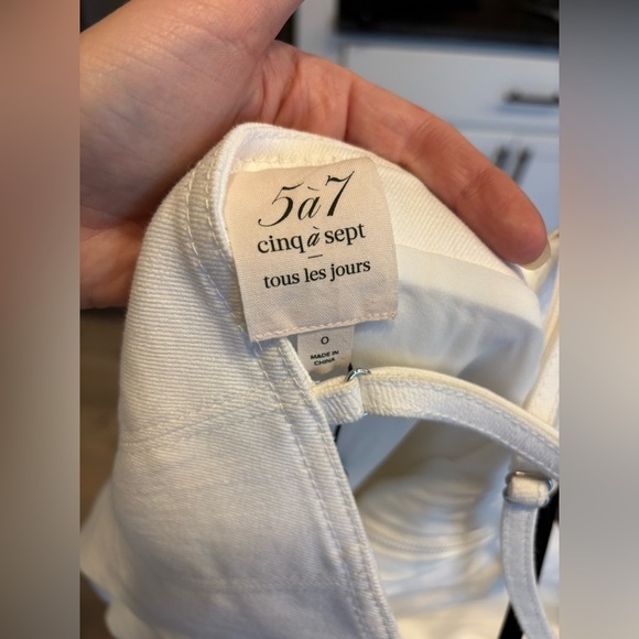 Cinq a Sept Hadley white denim seamed halter dress with scalloped hem - Picture 7 of 7